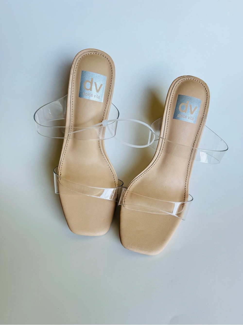 Dolce Vita Clear Strap Nude Slide Mules